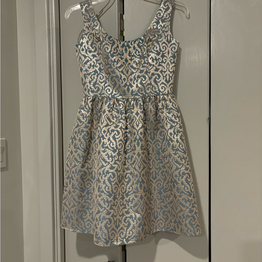 Gold and blue dress
